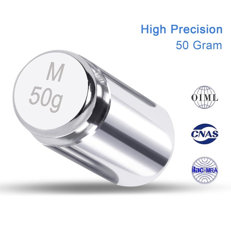 QP Calibration Weights, 50 Gram Scale Weights, OIML Class M1 High Precision Stainless Steel Scale Balance Weights with Chrome Finish, Calibration Weights for Digital Scale, Kitchen Scale, Pocket Scale - Image 2